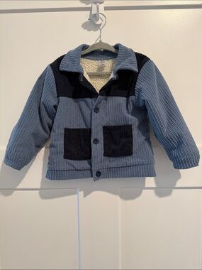 Baby Essentials Blue and Black Corduroy Sherpa-Lined Jacket